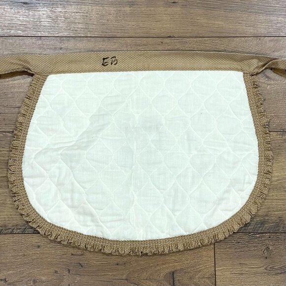 Vintage Apron Mushroom Quilted Kitchen Retro Brown Polka Dot Tie Waist Ruffle - Picture 5 of 7